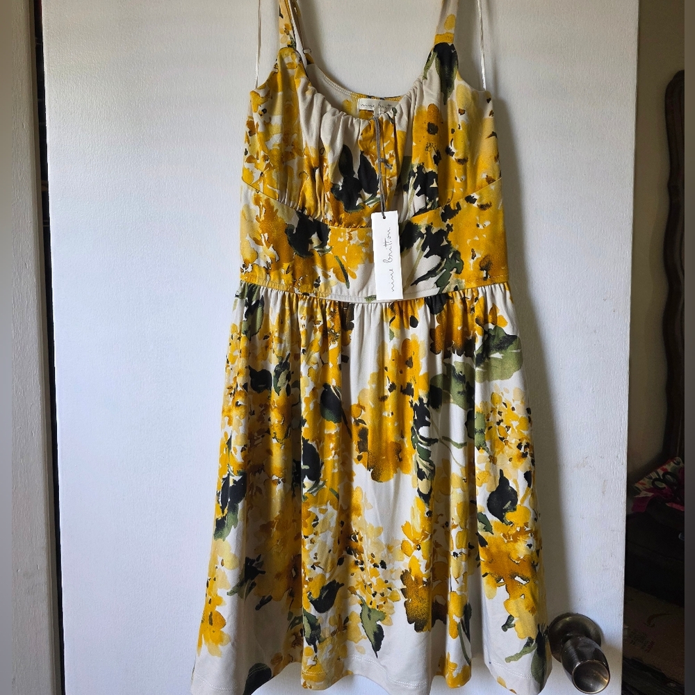 nine britton Cream Dress with Yellow Floral Print